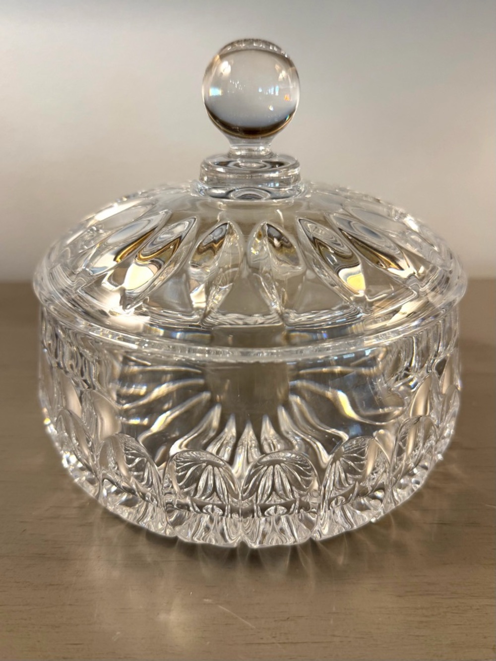Gorham Althea Clear Cut Crystal Candy Dish with Lid Made in West Germany